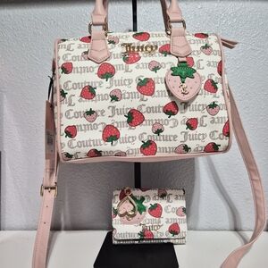 Juicy Couture Freshly Picked Satchel Strawberry With Matching Wallet